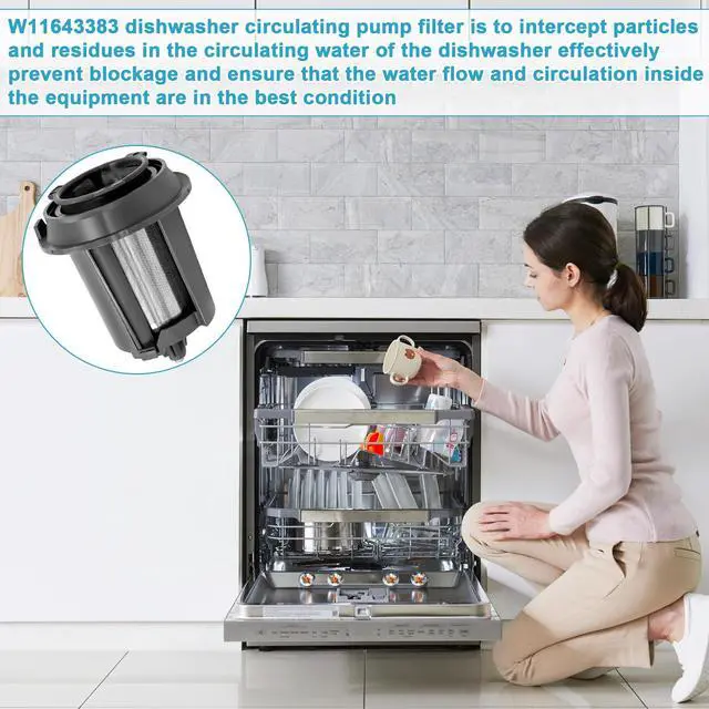 Alt view image 5 of 6 - W11643383 Dishwasher Circulation Pump Filter Replaces the W11108699 | Compatible with Whirlpool Maytag KitchenAid, Applicable to MDB4949SKB0, KDFM404KBS0, KDTM404KBS0, MDB4949SKB0 Etc
