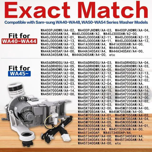 Alt view image 5 of 7 - WA45T3200AW/A4 WA45N3050AW/A4 Washer Drain Pump Fit for Sam-sung Top Loader | WA54M8750AV/A4 WA45T3400AV/A4 WA44A3405AV/A4 WA50M7450AW/A4, WA45M7050AW/A4 WA48H7400AW/A2 WA44A3405AW/A4 Washing Machine