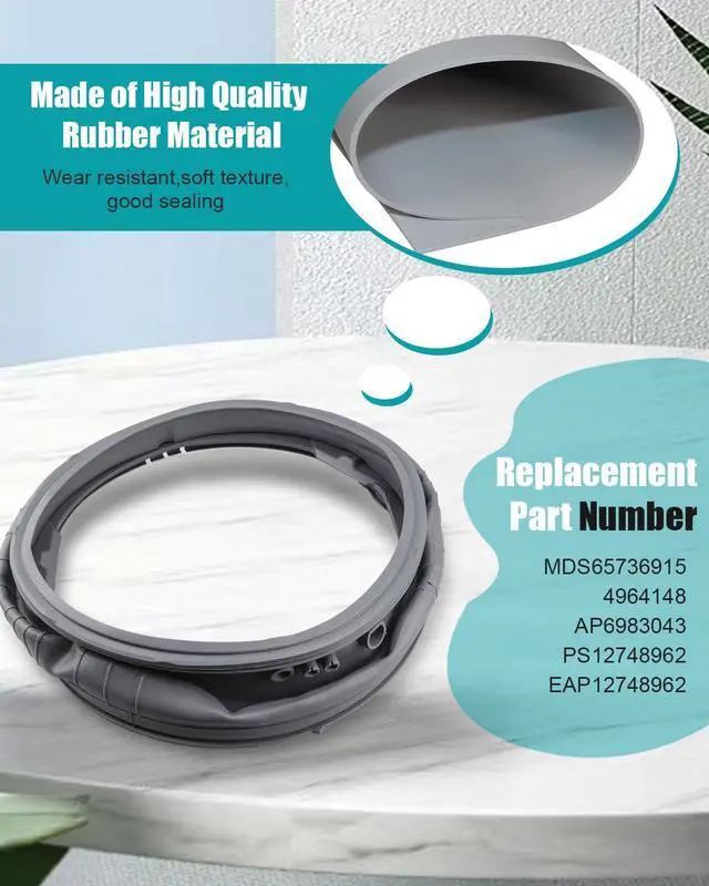 Alt view image 5 of 6 - MDS65736915 Washer Door Boot Seal Fit for LG washer models Including WM3500CW WM3700HVA WM3700HWA WM3600HVA WM3700HRA, Replace 4964148 AP6983043 PS12748962 EAP12748962