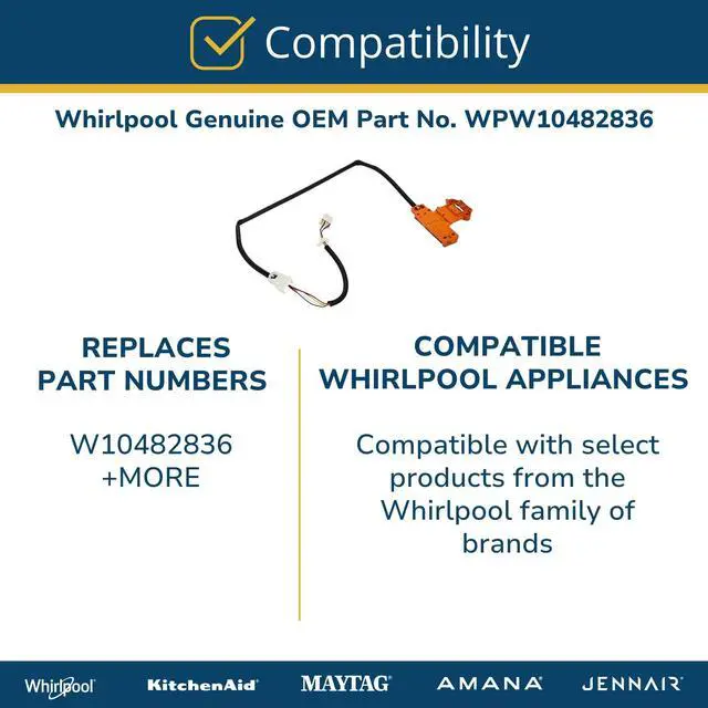 Alt view image 5 of 6 - WPW10482836 Genuine OEM Washer Door Latch Assembly Replacement Part - Replaces W10482836