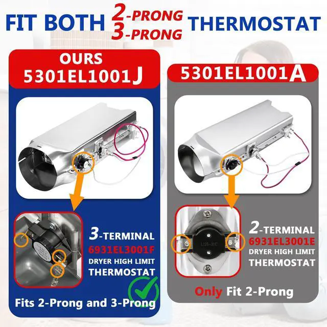 Alt view image 3 of 7 - DLE5955W DLE2350W DLE2350R Dryer Heating Element Fit for LG Models DLE3170W DLE3777E DLE2350R DLE3180W DLE2516W DLE3733S DLE2250W DLE3733D DLE5001W DLE3050W DLE3075W DLE2140W DLE2150R DLE2512W