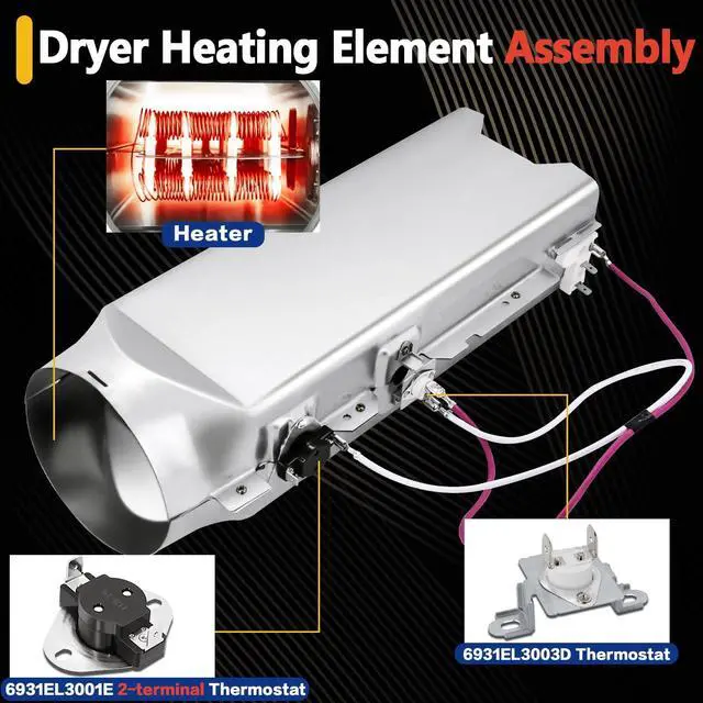 Alt view image 3 of 7 - DLE2301W DLE2101W DLE3050W Dryer Heating Element Kit Fit for LG Models DLE2301R DLE7177RM DLE4970W DLE7100W DLE2512W DLE2350W DLEX3250W DLE4870W DLE3777W DLEX7177RM DLEY1701WE DLE1310W & 6931EL3001F