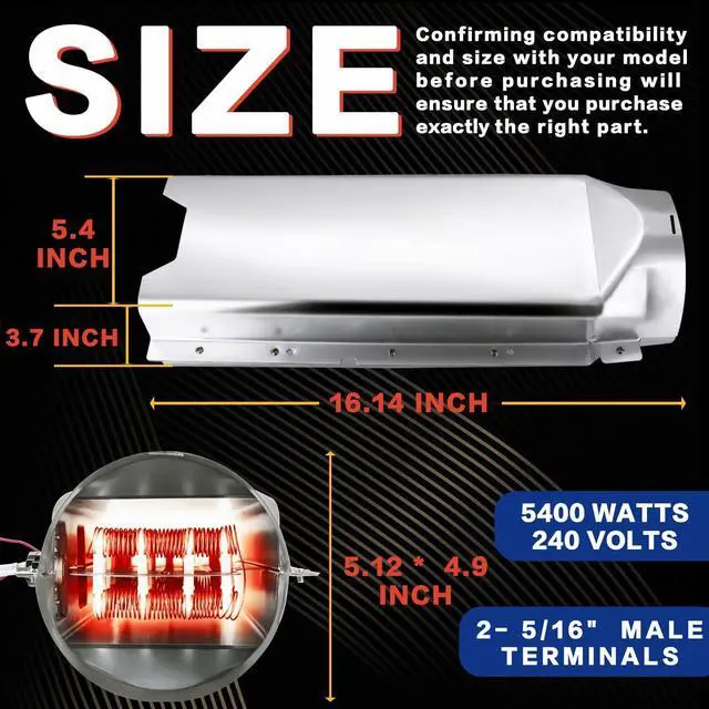 Alt view image 7 of 7 - DLE2301W DLE2101W DLE3050W Dryer Heating Element Kit Fit for LG Models DLE2301R DLE7177RM DLE4970W DLE7100W DLE2512W DLE2350W DLEX3250W DLE4870W DLE3777W DLEX7177RM DLEY1701WE DLE1310W & 6931EL3001F