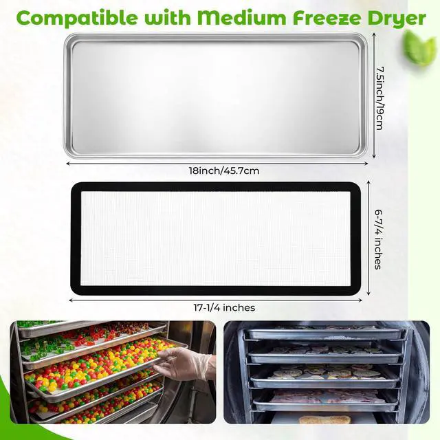 Alt view image 2 of 7 - 5 Sets Medium Metal Trays with Silicone Mats Compatible with Harvest Right Freeze Dryer Medium Freeze Dryer Trays Silicone Baking Mats for Kitchen