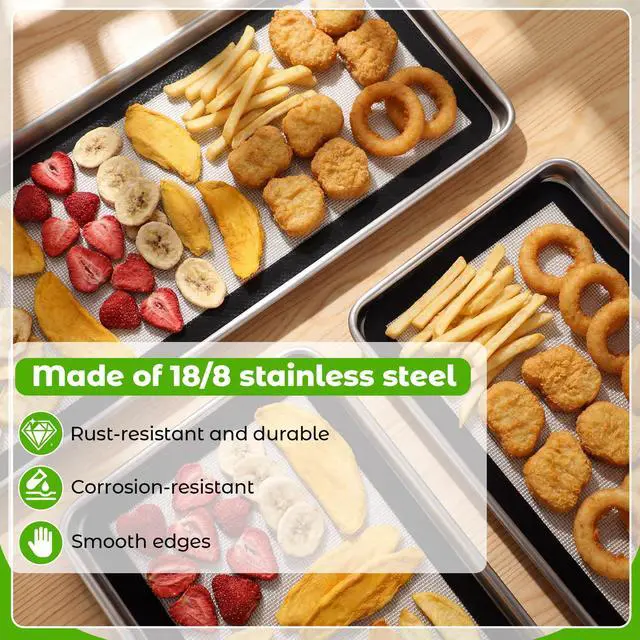 Alt view image 4 of 7 - 5 Sets Medium Metal Trays with Silicone Mats Compatible with Harvest Right Freeze Dryer Medium Freeze Dryer Trays Silicone Baking Mats for Kitchen