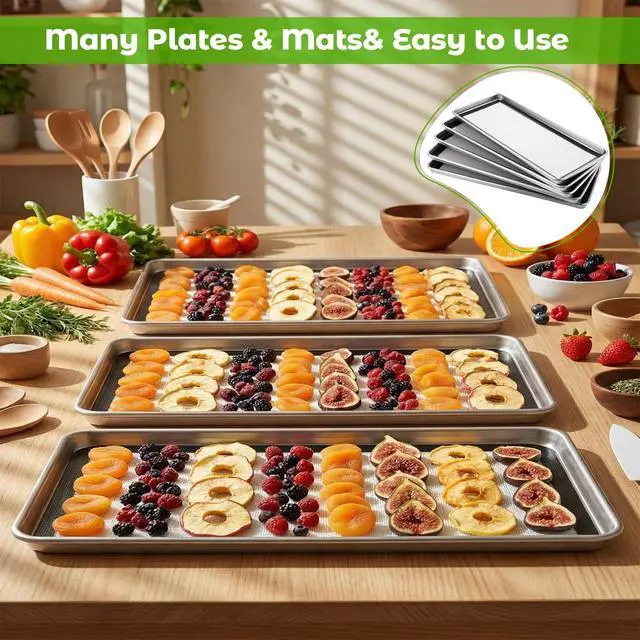 Alt view image 7 of 7 - 5 Sets Medium Metal Trays with Silicone Mats Compatible with Harvest Right Freeze Dryer Medium Freeze Dryer Trays Silicone Baking Mats for Kitchen