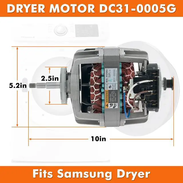 Alt view image 3 of 6 - DC31-00055G Dryer Motor for Samsung DV42H5000EW/A3 DV42H5000GW/A3 DV42H5200EF/A3 DV42H5200EP/A3 DV42H5200EW/A3 DV42H5200GF/A3 DV42H5200GP/A3 DV42H5400EW/A3 DV42H5600EP/A3 DV45H7000GW/A2 DV48H7400EW/A2