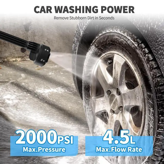 Alt view image 4 of 7 - Cordless Portable Washer, Handheld Washer with 3 Adjustable Modes, 6-in-1 Nozzle, 23FT High-Elastic Hose for Car Cleaning, Patio, Garden, Driveway & Outdoor Use (Black)