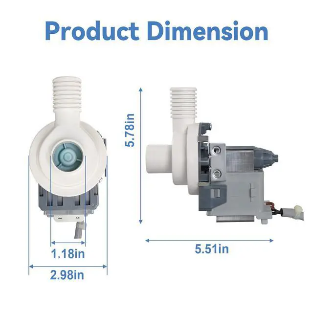 Alt view image 2 of 7 - W10882103 W10906604 Washing Machine Drain Pump, Compatible With Whirlpool/Kenmore/Amana Washer, Direct Replacement For AP6036154, PS11769645, EAP11769645, W10882103, W10906604, W11176426 Water Pump