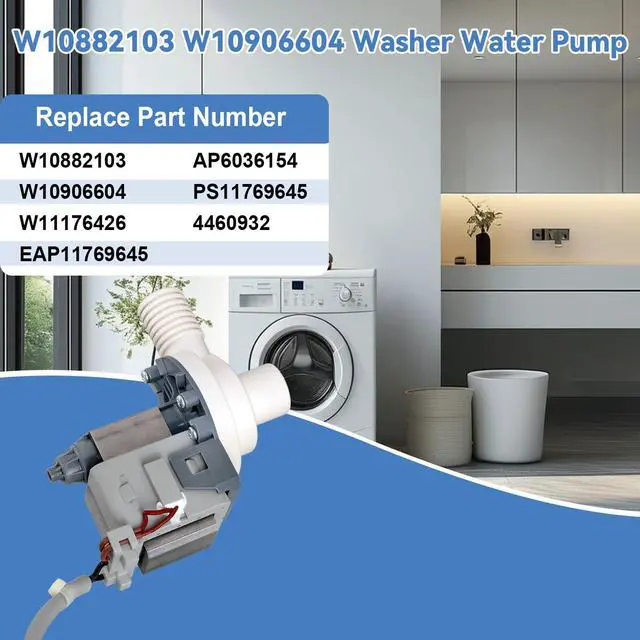 Alt view image 3 of 7 - W10882103 W10906604 Washing Machine Drain Pump, Compatible With Whirlpool/Kenmore/Amana Washer, Direct Replacement For AP6036154, PS11769645, EAP11769645, W10882103, W10906604, W11176426 Water Pump