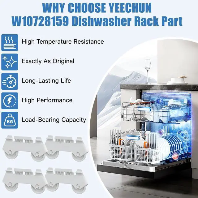 Alt view image 6 of 7 - W10728159 Dishwasher Lower Rack Stainless Steel for Maytag Dishwasher Rack | W10525646 W10082825 KDTE104ESS1 Kitchen Aid Dishwasher Rack Replacement Parts,Whirlpool W10728159 Dish Rack With Wheels