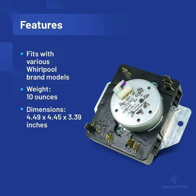 Alt view image 4 of 5 - W10186032 OEM Dryer Timer for Whirlpool WPW10186032 Made in Mexico