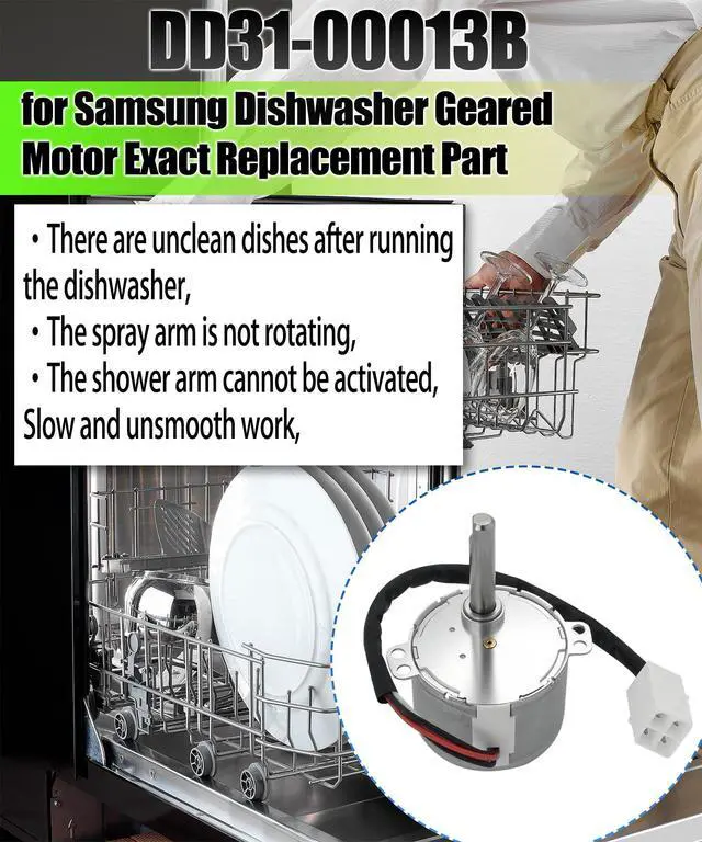 Alt view image 3 of 7 - DD31-00013B for Samsung Dishwasher Geared Motor Exact Replacement Part kit | SRM-36HR Replacement Part, with DD62-00053A Motor Shaft Seal, 4000924, AP5917177, EAP9606349, PS9606349