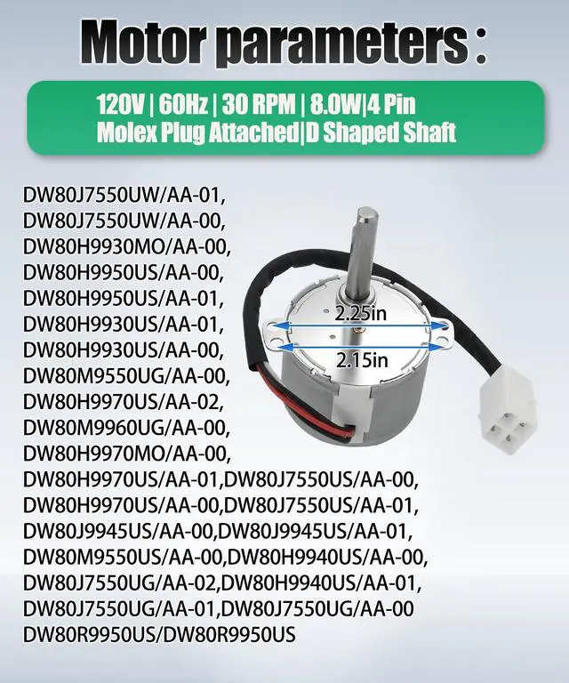 Alt view image 5 of 7 - DD31-00013B for Samsung Dishwasher Geared Motor Exact Replacement Part kit | SRM-36HR Replacement Part, with DD62-00053A Motor Shaft Seal, 4000924, AP5917177, EAP9606349, PS9606349