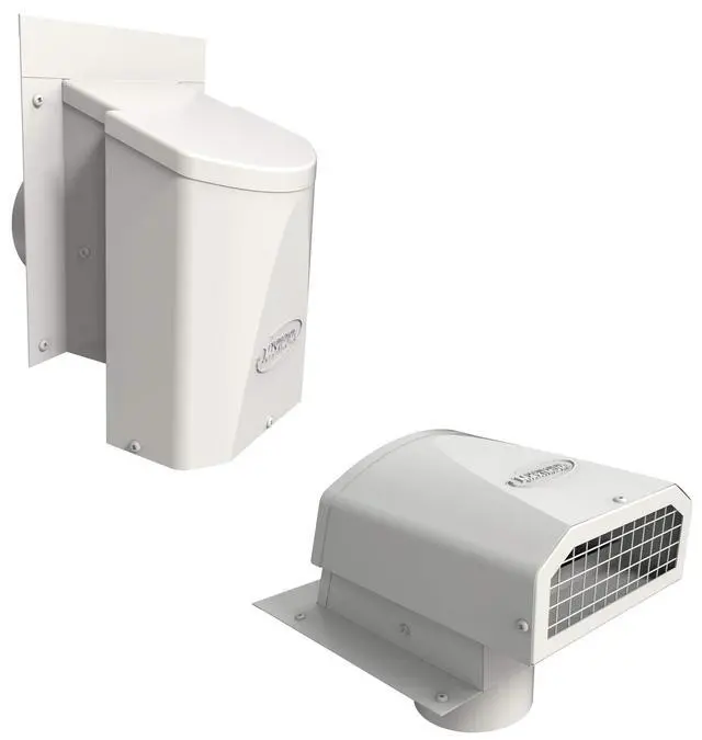 Alt view image 2 of 7 - Ventilation AF4-C 4 Inch Outdoor Wall Dryer Vent Cover Exterior Bathroom Exhaust Fan & HVAC Intake/Exhaust, Energy-Saving, Galvanized Steel, Weatherproof - White