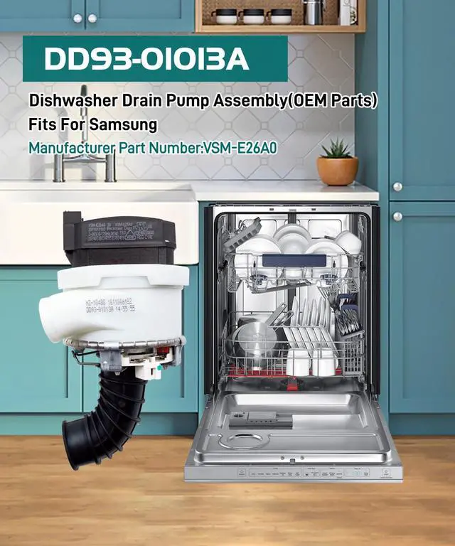 Alt view image 2 of 6 - DD93-01013A Dishwasher Drain Pump Assembly BLDC VSM-E26A0 Motor | Fits for Samsung DW80M9550US/AA, DW80M9960UG/AA,DDW24T999BB/DA,DW80R9950US/AC,DW80R9950UT/AA
