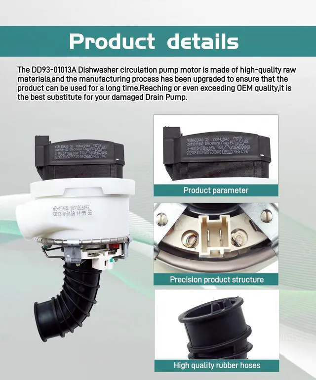 Alt view image 3 of 6 - DD93-01013A Dishwasher Drain Pump Assembly BLDC VSM-E26A0 Motor | Fits for Samsung DW80M9550US/AA, DW80M9960UG/AA,DDW24T999BB/DA,DW80R9950US/AC,DW80R9950UT/AA