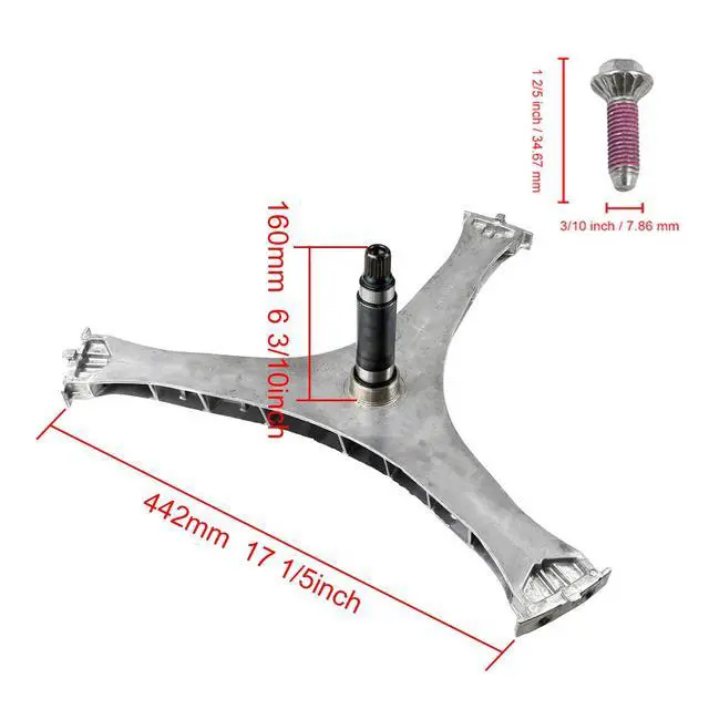 Alt view image 2 of 6 - DC97-17004B Washer Flange Shaft Assembly Compatible with Samsung Front Load Washing Machines, with DC60-40137A Spider Hex Bolts (6-Pack), Replaces DC97-17004A, DC97-17004E, 4000061