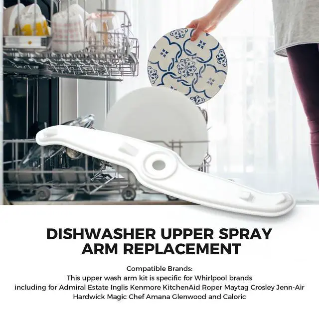 Alt view image 4 of 5 - 8193504 Upper Spray Arm for Whirlpool Kenmore Maytag KitchenAid Dishwashers Upper Wash Arm Replacement Kit Replace 8268298 8268299 8538389 853839 5493399 5493481 5493540 5493336