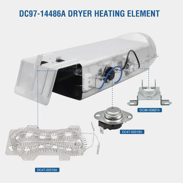 Alt view image 2 of 5 - DC97-14486A Dryer Heating Element Replacement, Fit for Samsung dryers, replace DC97-08891A, DC97-14486D,PS2432265, 1795935, AP4342351