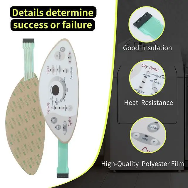 Alt view image 3 of 7 - Dryer Touch Control Panel Replacement #22004444, 33002536,22004445,33002537 - Compatible with Maytag MDE5500AYW, MDG5500AWW, MDE5500AZW,MDE5500AYQ,MDG5500AWQ,MDE5500AZQ
