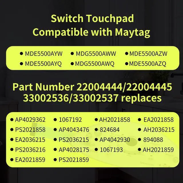 Alt view image 7 of 7 - Dryer Touch Control Panel Replacement #22004444, 33002536,22004445,33002537 - Compatible with Maytag MDE5500AYW, MDG5500AWW, MDE5500AZW,MDE5500AYQ,MDG5500AWQ,MDE5500AZQ