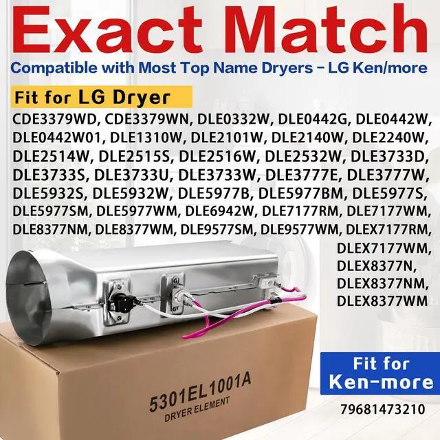 Alt view image 4 of 7 - DLE3733W DLE3777W DLE2516W Dryer Heating Element Fit for LG DLE~ Models | DLE7177WM DLE2532W DLE5977S, DLE9577WM DLE0332W DLEX7177WM, DLE8377WM DLE3777E DLE3733S, DLE2240W DLE5977B DLEX7177RM DLE5977