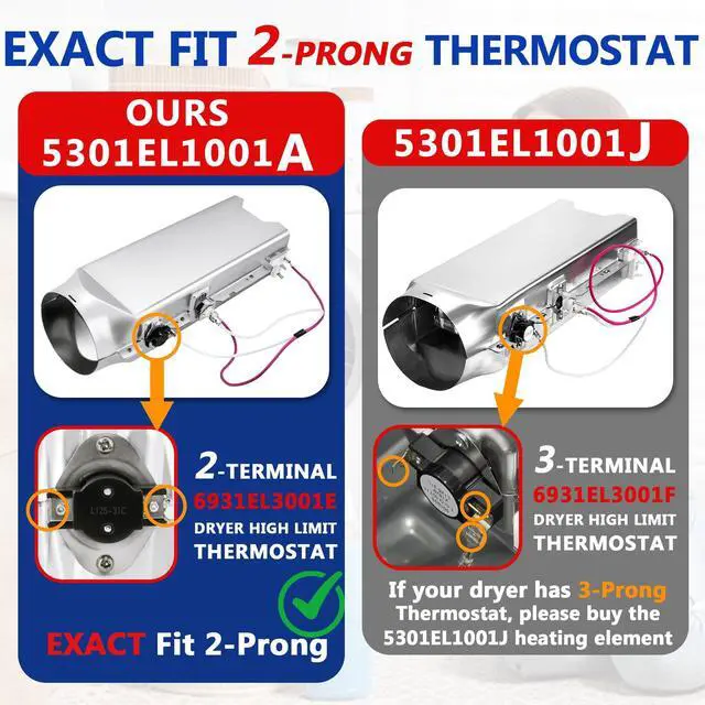 Alt view image 5 of 7 - DLE3733W DLE3777W DLE2516W Dryer Heating Element Fit for LG DLE~ Models | DLE7177WM DLE2532W DLE5977S, DLE9577WM DLE0332W DLEX7177WM, DLE8377WM DLE3777E DLE3733S, DLE2240W DLE5977B DLEX7177RM DLE5977