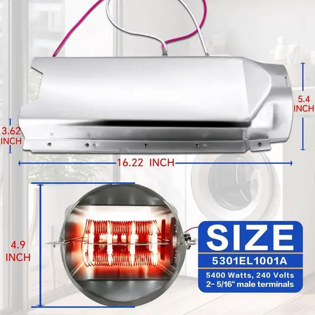 Alt view image 7 of 7 - DLE3733W DLE3777W DLE2516W Dryer Heating Element Fit for LG DLE~ Models | DLE7177WM DLE2532W DLE5977S, DLE9577WM DLE0332W DLEX7177WM, DLE8377WM DLE3777E DLE3733S, DLE2240W DLE5977B DLEX7177RM DLE5977