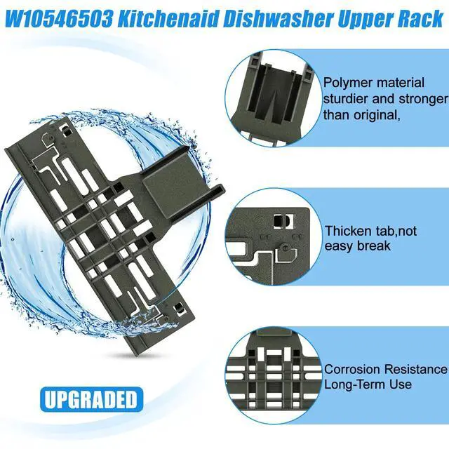 Alt view image 7 of 7 - Upgraded WPW10546503 KDPE234GPS0 Dishwasher Top Rack Adjuster & Upgraded Dishwasher Adjuster Housing W10195372 W10195373 For KitchenAid Dishwasher Part Upper Part W10546503 KDTE334GPS0