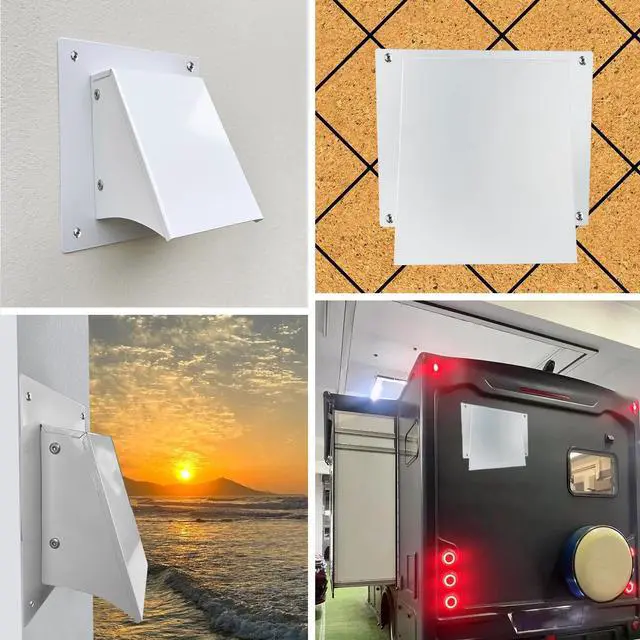 Alt view image 6 of 7 - 8 Inch White Exterior Dryer Vent Cover Outside, Wall Vent Cover Outdoor Hooded Wall Vent with Backdraft Damper for Dryer Kitchen Bathroom Range Hood HVAC Duct Vent, Galvanized Steel