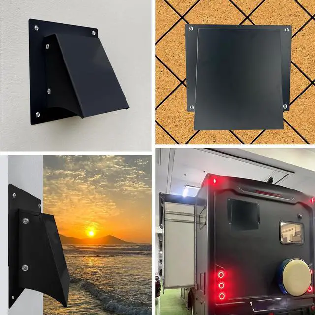 Alt view image 6 of 7 - 8 Inch Black Exterior Dryer Vent Cover Outside, Wall Vent Cover Outdoor Hooded Wall Vent with Backdraft Damper for Dryer Kitchen Bathroom Range Hood HVAC Duct Vent, Galvanized Steel