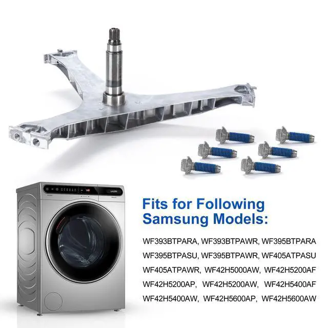 Alt view image 4 of 7 - DC97-17004B Washer Flange Shaft Assembly with DC60-40137A Spider Hex Bolt (6 Pack) Compatible with Samsung Washing Machine Replace DC97-17004E 4000061 AP5800144 PS8764285