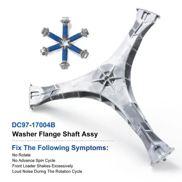Alt view image 5 of 7 - DC97-17004B Washer Flange Shaft Assembly with DC60-40137A Spider Hex Bolt (6 Pack) Compatible with Samsung Washing Machine Replace DC97-17004E 4000061 AP5800144 PS8764285