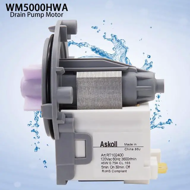 Alt view image 2 of 6 - WM8100HVA WM9000HVA WM8000HWA WM5000HVA Washer Circulation Pump for LG | Replace LG WM5000HWA WM8000HVA, WM8100HWA WM8500HVA, WM9000HWA WM9500HKA