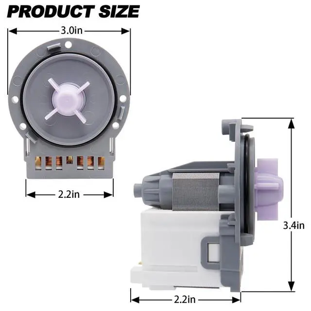 Alt view image 6 of 6 - WM8100HVA WM9000HVA WM8000HWA WM5000HVA Washer Circulation Pump for LG | Replace LG WM5000HWA WM8000HVA, WM8100HWA WM8500HVA, WM9000HWA WM9500HKA