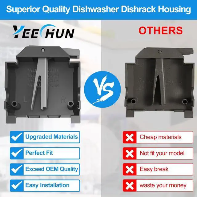 Alt view image 6 of 7 - Upgraded WPW10546503 KDPE234GPS0 Dishwasher Top Rack Adjuster & Upgraded Dishwasher Adjuster Housing W10195372 W10195373 For KitchenAid Dishwasher Part Upper Part W10546503 KDTE334GPS0