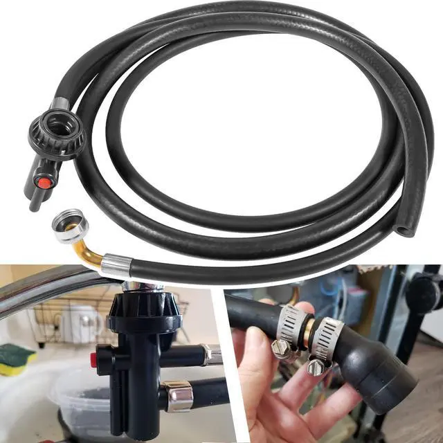 Main image of 6FT WD24X10066 WD24X10043 Portable Dishwasher Drain and Fill Hose Unicouple Assembly for GE 2813323 AP5789090 PS8746200 WD24X10043