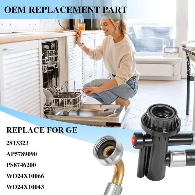 Alt view image 3 of 7 - 6FT WD24X10066 WD24X10043 Portable Dishwasher Drain and Fill Hose Unicouple Assembly for GE 2813323 AP5789090 PS8746200 WD24X10043