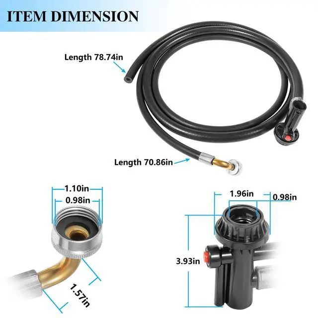 Alt view image 7 of 7 - 6FT WD24X10066 WD24X10043 Portable Dishwasher Drain and Fill Hose Unicouple Assembly for GE 2813323 AP5789090 PS8746200 WD24X10043