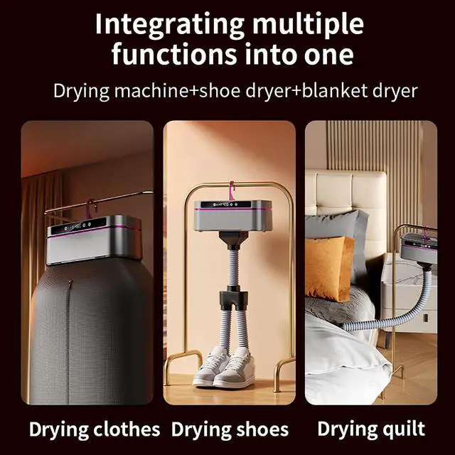 Alt view image 2 of 7 - Foldable Portable Clothes Dryer with Remote Timer, 3D Fast Even Heating Low Noise Energy Efficient Design, Holds Up to 12 Pieces of Clothing for Apartment Dorm RV Travel