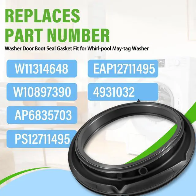 Alt view image 5 of 7 - WFW5605MW0 Washer Door boot Seal Fit for Whirl-pool May-tag Front Load | WFW5620HW2 WFW5620HW0 MHW3505FW1 MHW5630HC3 MHW5630HC0 WFW5605MC0 WFW560CHW0 WFW560CHW1 MHW5630HC0 MHW6630HW0, Rubber Gasket