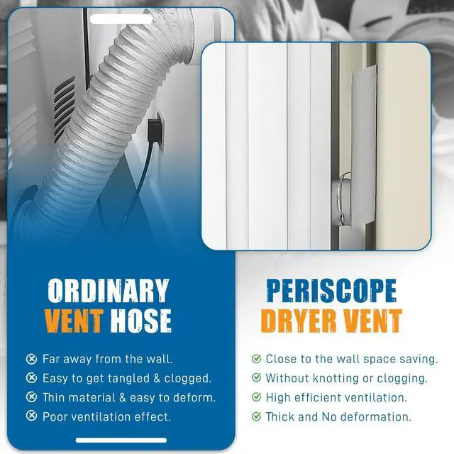 Alt view image 4 of 6 - Close Clearance Dryer Vent Periscope Pipe, 29"-50", Fits 4" Vents | Flat, Slim Duct with Flexible Outlet Installation, Reduces Space Behind the Dryer from 4.5 to 2.5 Inches for a Closer Fit