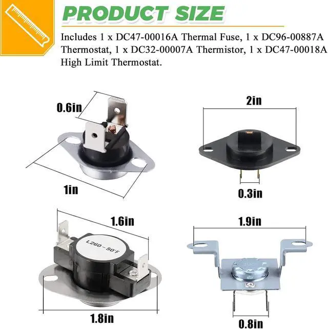 Alt view image 5 of 7 - Upgraded DC97-14486A DC97-14486D Dryer Heating Element Assembly & DC47-00016A Dryer Thermal Fuse Kit
