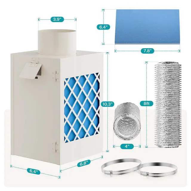 Alt view image 5 of 7 - Indoor Dryer Vent Kit,10 Pack Dryer Filter ReplacementMetal Dryer Vent Box, Indoor Dryer Vent for Electric Dryer, Space Saver Dryer Vent Kit with Polyester Filters, Dryer Vent Hose