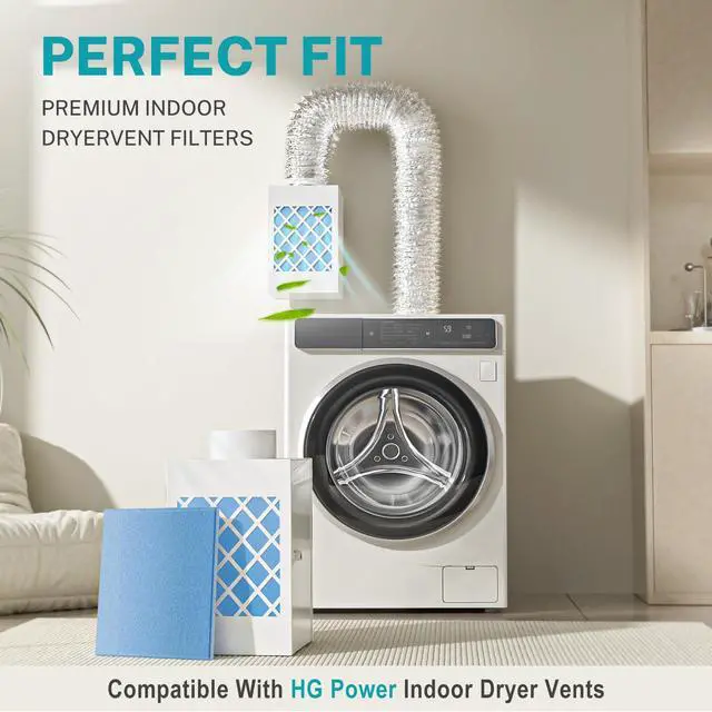 Alt view image 6 of 7 - Indoor Dryer Vent Kit,10 Pack Dryer Filter ReplacementMetal Dryer Vent Box, Indoor Dryer Vent for Electric Dryer, Space Saver Dryer Vent Kit with Polyester Filters, Dryer Vent Hose