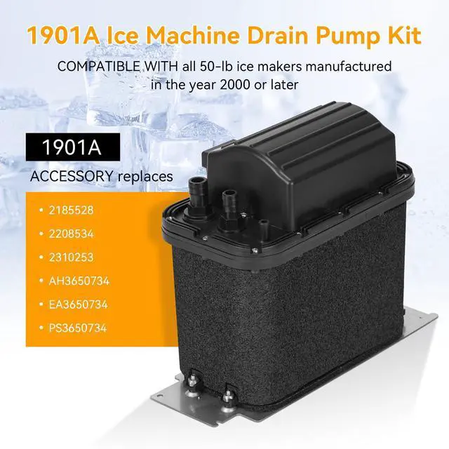 Alt view image 3 of 7 - 1901A Drain Pump Kit Compatible with Whirlpool Ice Machine 50-lb | Drain Pump Kit for Ice Maker Replace 2185528, 2208534, 2310253, AH3650734, EA3650734, PS3650734, for Ice Machines 2000 Years+