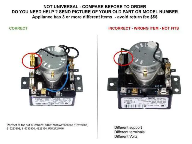 Alt view image 4 of 5 - 3406725 529121 CKD2338 Dryer Timer Compatible with Whirlpool Maytag Timer WP3406725, 3406725, AP6008573