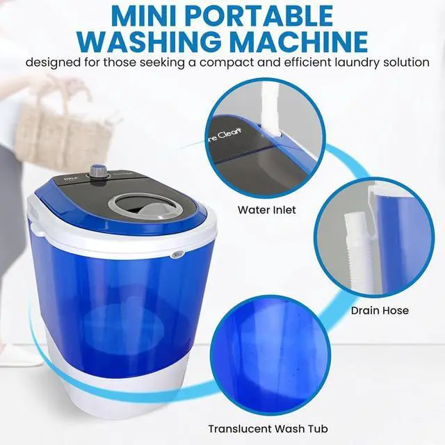 Alt view image 5 of 7 - Upgraded Version Portable Washer - Top Loader Portable Laundry, Mini Washing Machine, Quiet Washer, Rotary Controller, 110V - For Compact Laundry, 4.5 Lbs. Capacity, Translucent Tubs