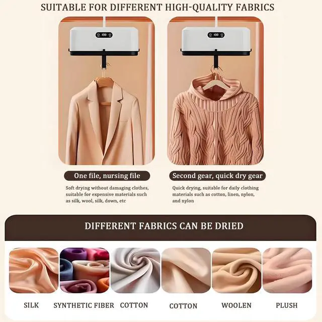 Alt view image 3 of 6 - Portable Clothes Dryer,Intelligent Constant Temperature And Portable,Small Foldable,360 Cycle Heating,Digital Touch Screen,Suitable For Home Or Travel Use (White)